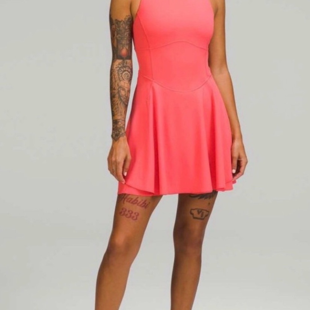 Lululemon Court Crush Coral pink tennis dress shorts athletic Size 6 pickleball. - Picture 5 of 8